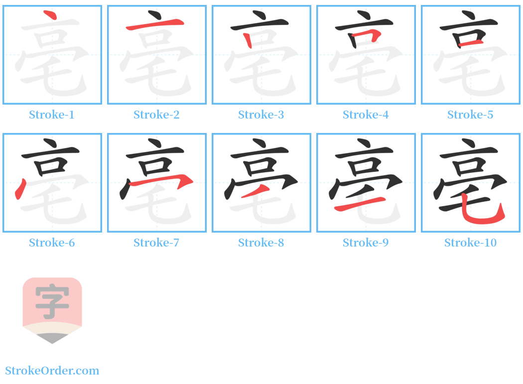 亳 Stroke Order Diagrams