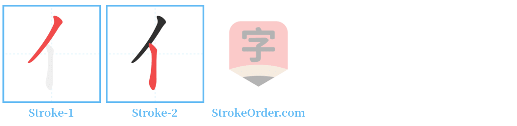 亻 Stroke Order Diagrams