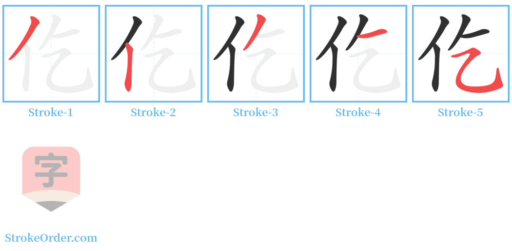 仡 Stroke Order Diagrams