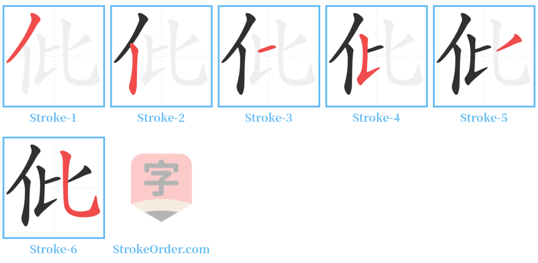 仳 Stroke Order Diagrams