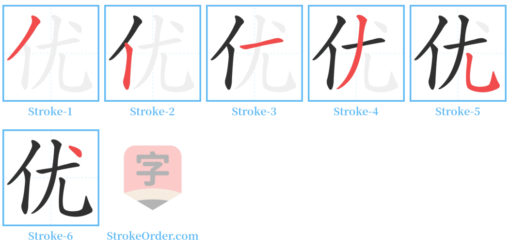 优 Stroke Order Diagrams