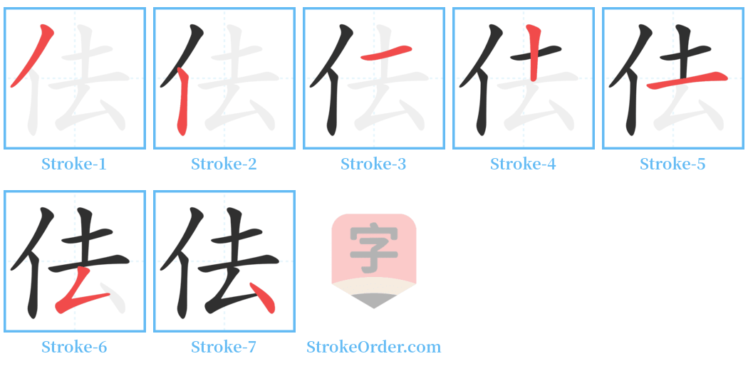 佉 Stroke Order Diagrams