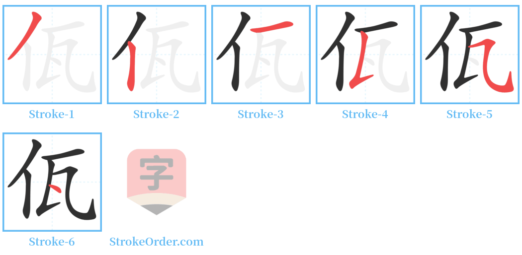 佤 Stroke Order Diagrams
