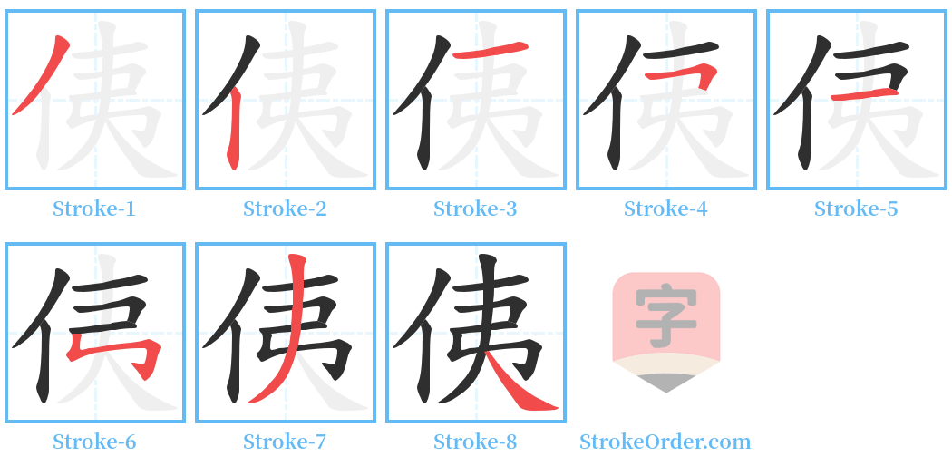 侇 Stroke Order Diagrams