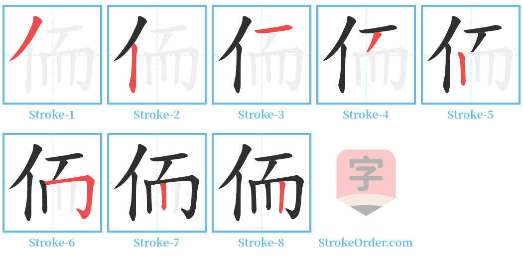 侕 Stroke Order Diagrams