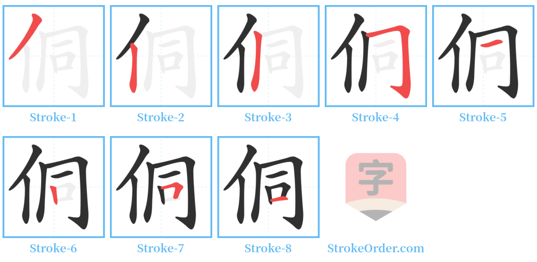 侗 Stroke Order Diagrams