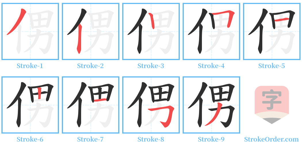 侽 Stroke Order Diagrams