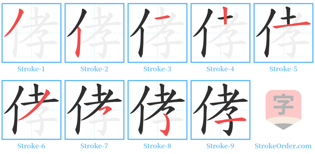 侾 Stroke Order Diagrams