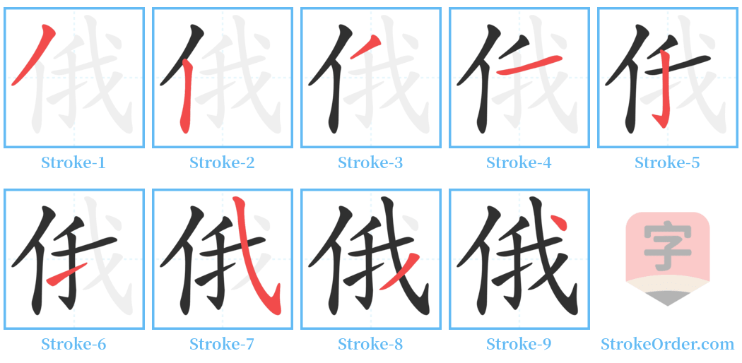 俄 Stroke Order Diagrams