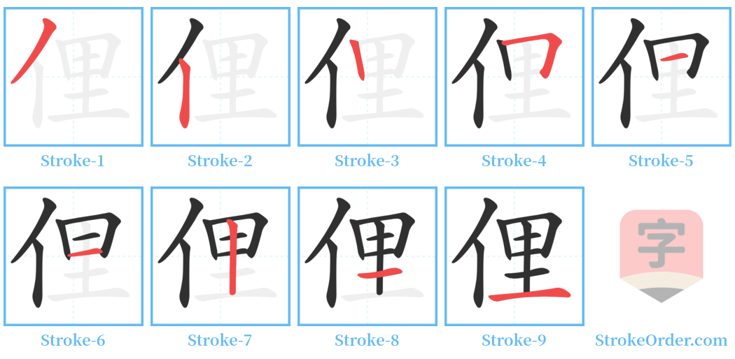 俚 Stroke Order Diagrams