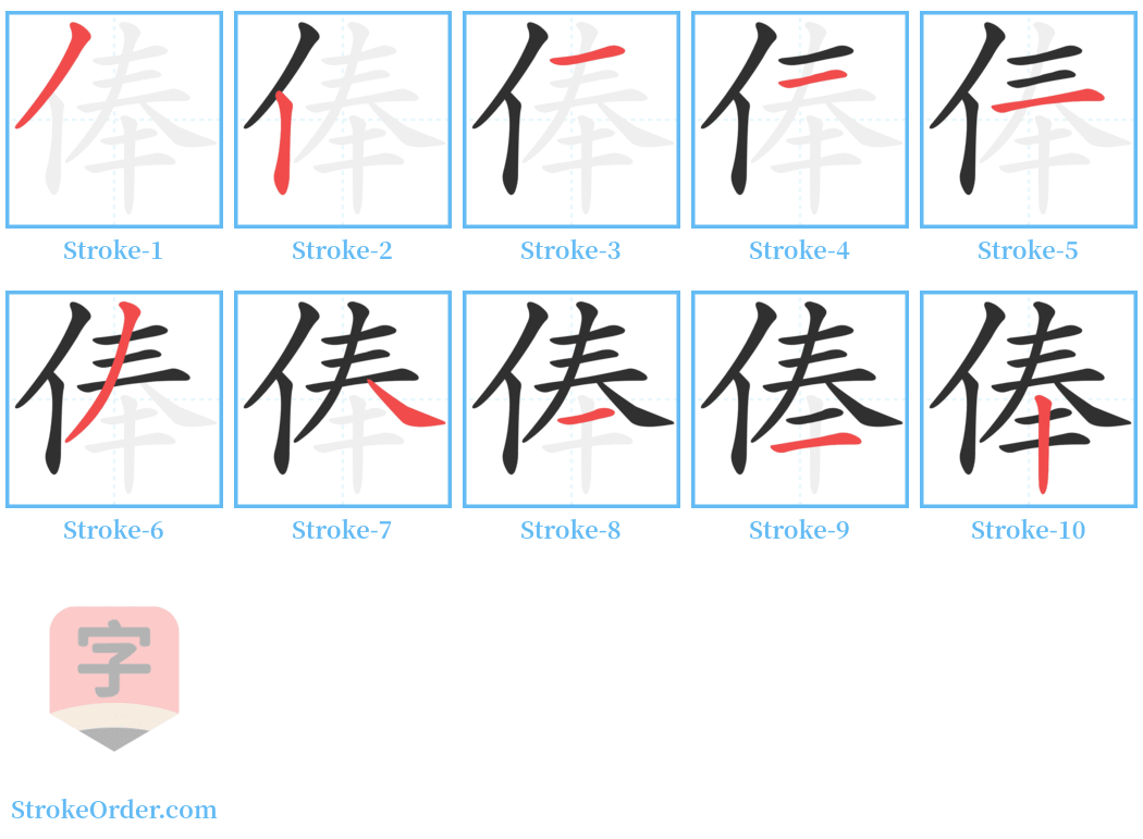 俸 Stroke Order Diagrams