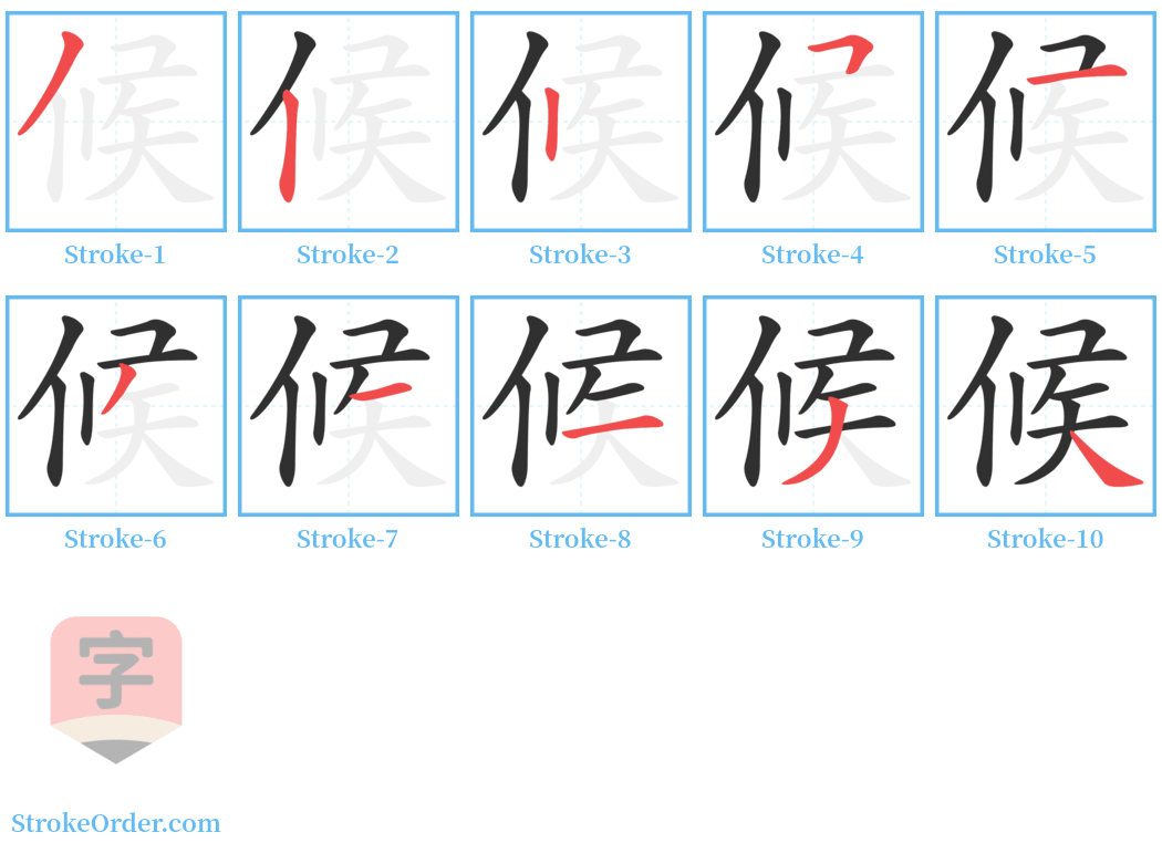 候 Stroke Order Diagrams