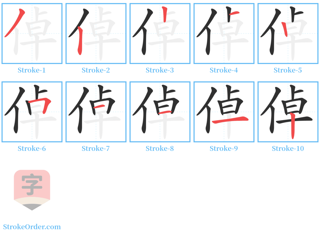 倬 Stroke Order Diagrams