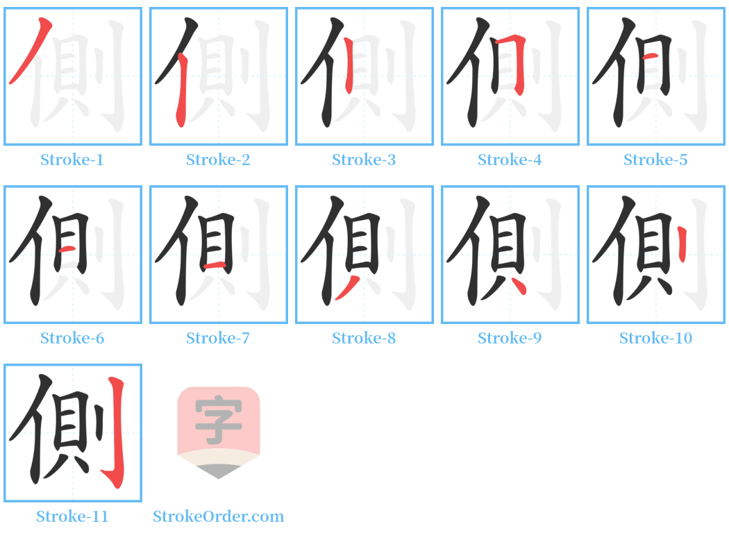 側 Stroke Order Diagrams