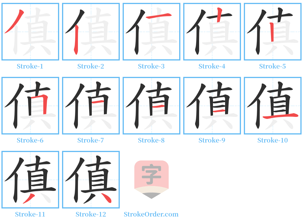 傎 Stroke Order Diagrams