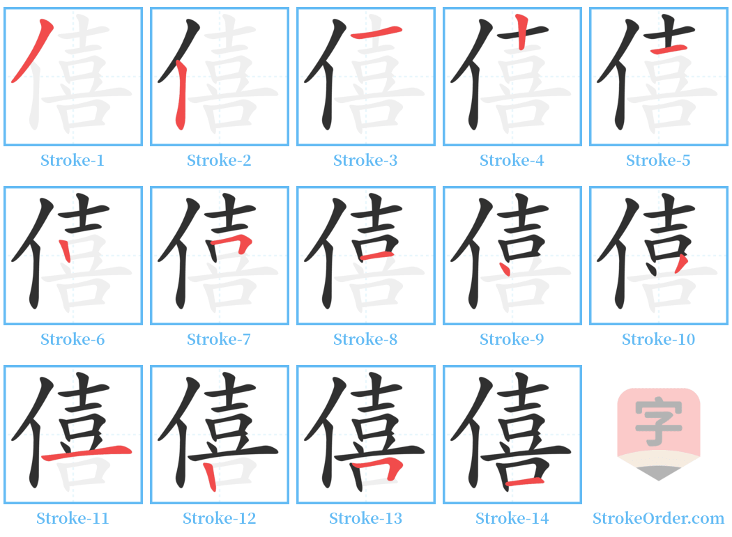 僖 Stroke Order Diagrams