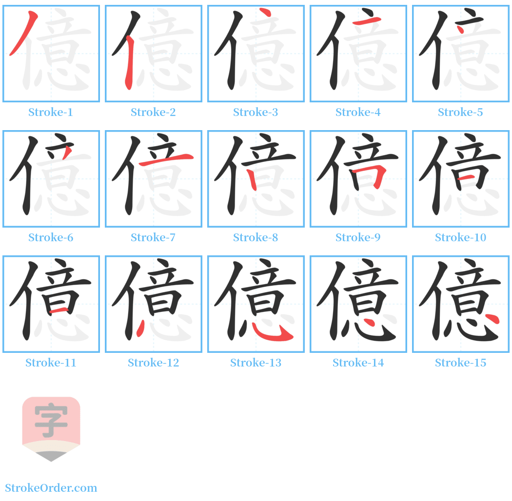 億 Stroke Order Diagrams