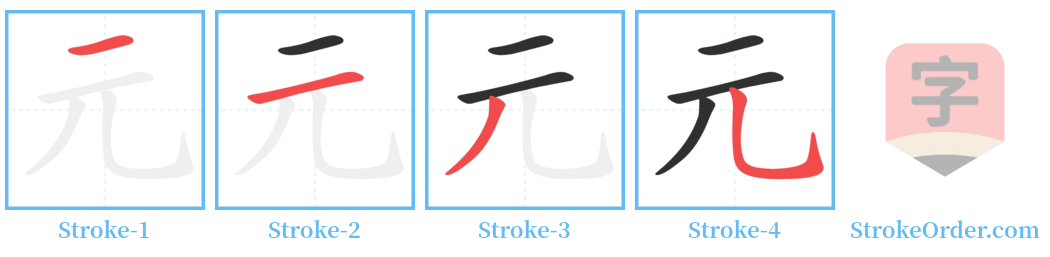 元 Stroke Order Diagrams