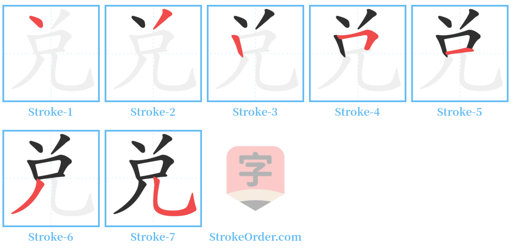 兌 Stroke Order Diagrams