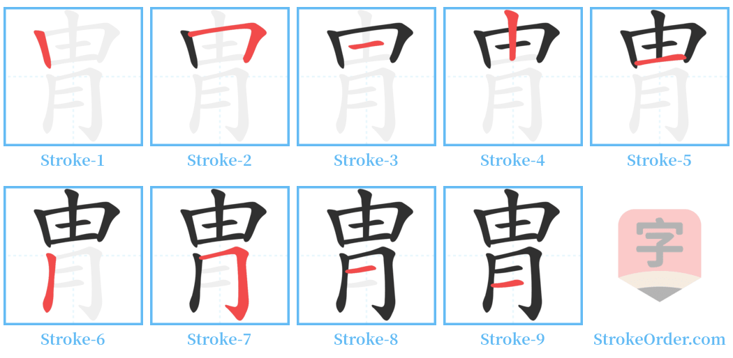 冑 Stroke Order Diagrams