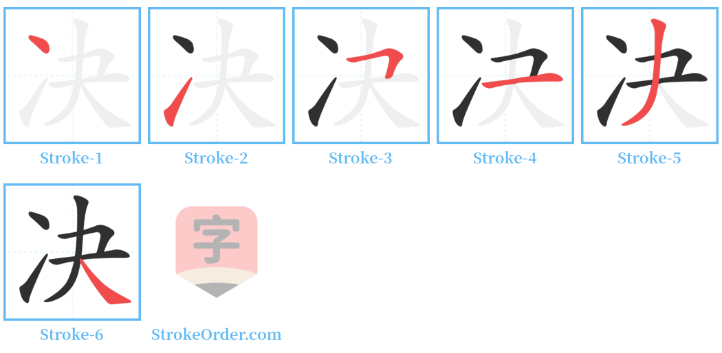 决 Stroke Order Diagrams