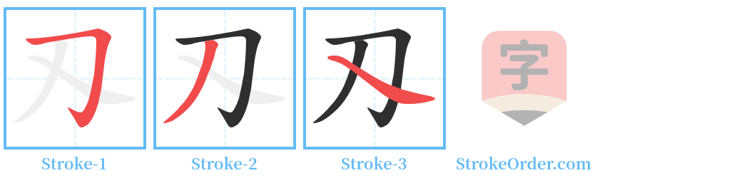 刄 Stroke Order Diagrams
