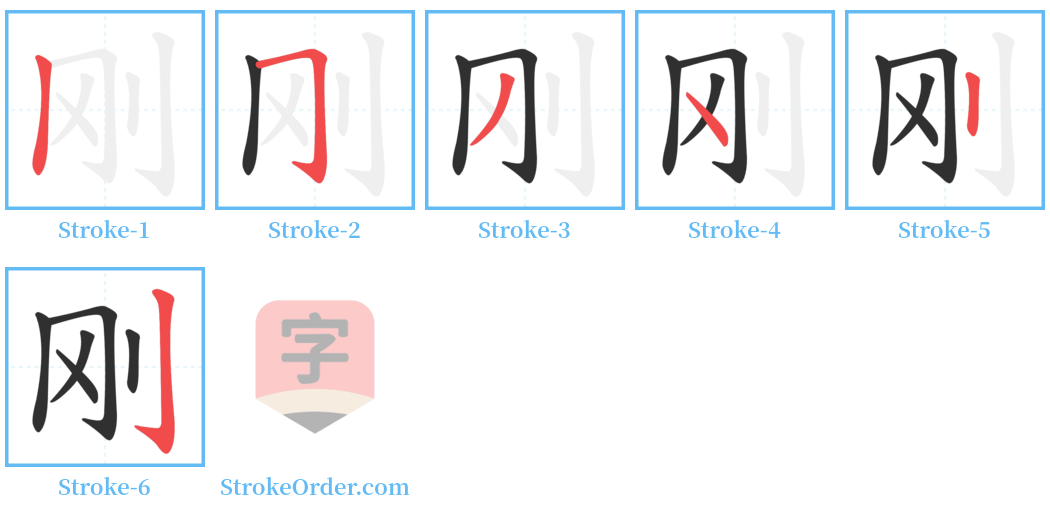 刚 Stroke Order Diagrams