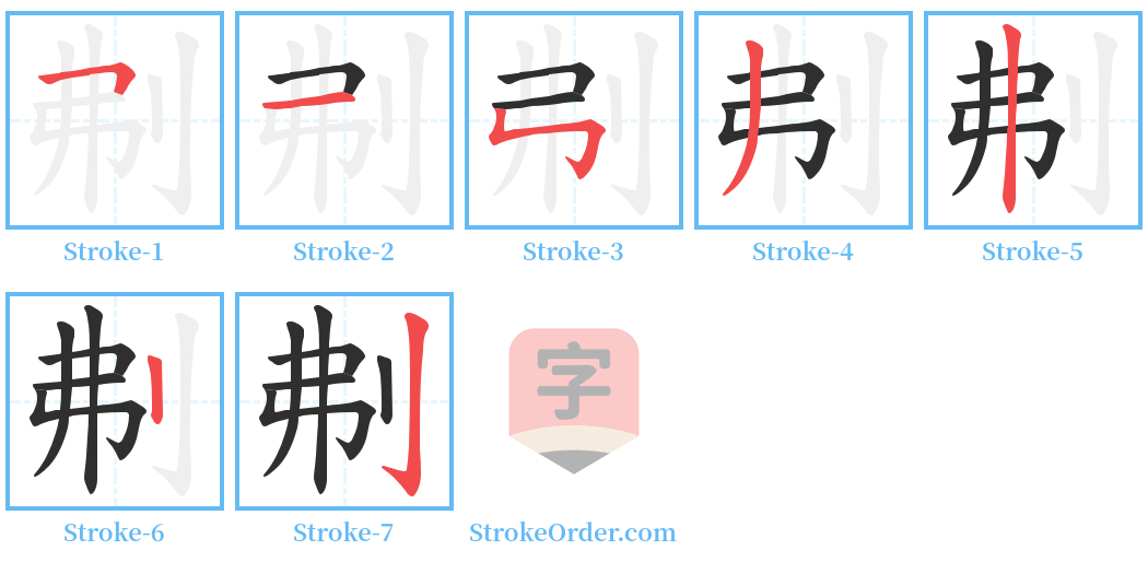 刜 Stroke Order Diagrams
