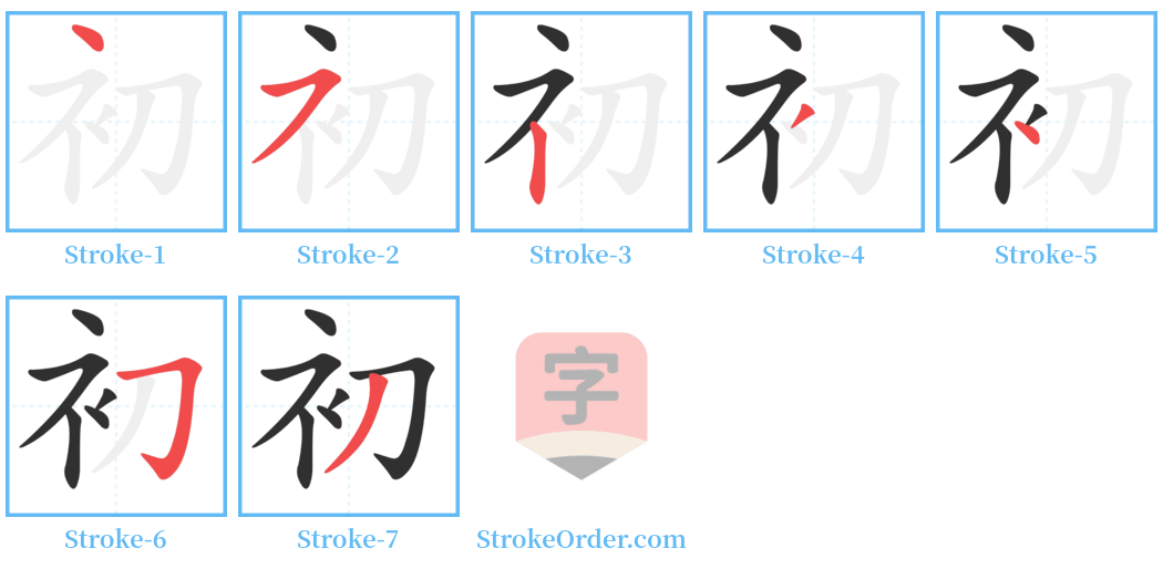 初 Stroke Order Diagrams
