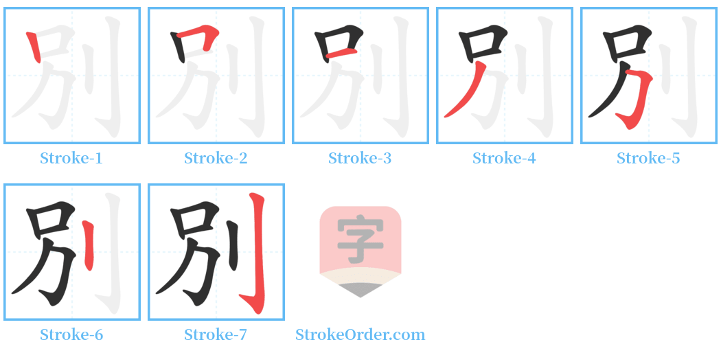 別 Stroke Order Diagrams
