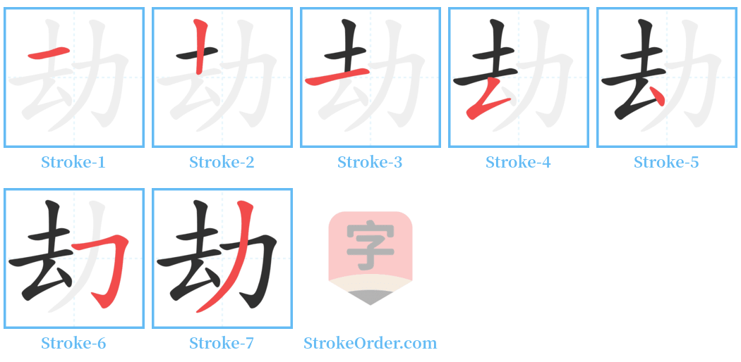 劫 Stroke Order Diagrams