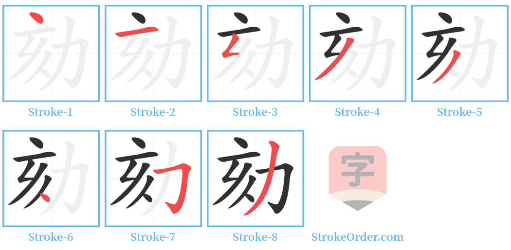 劾 Stroke Order Diagrams