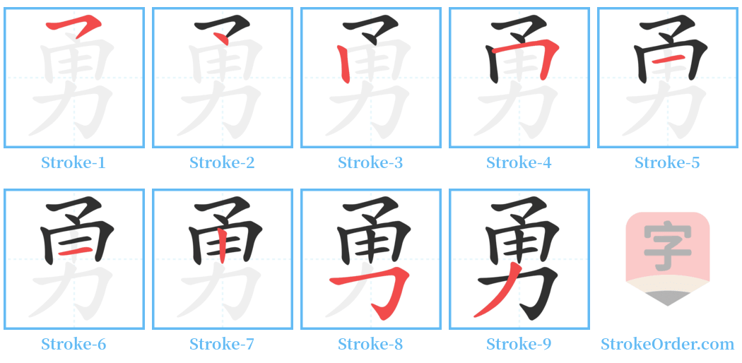 勇 Stroke Order Diagrams