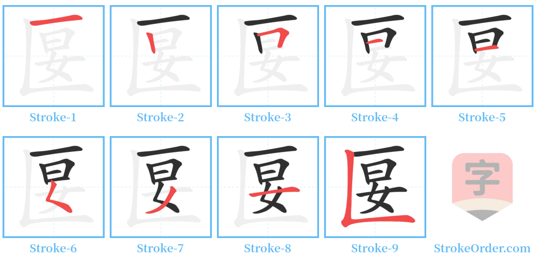 匽 Stroke Order Diagrams