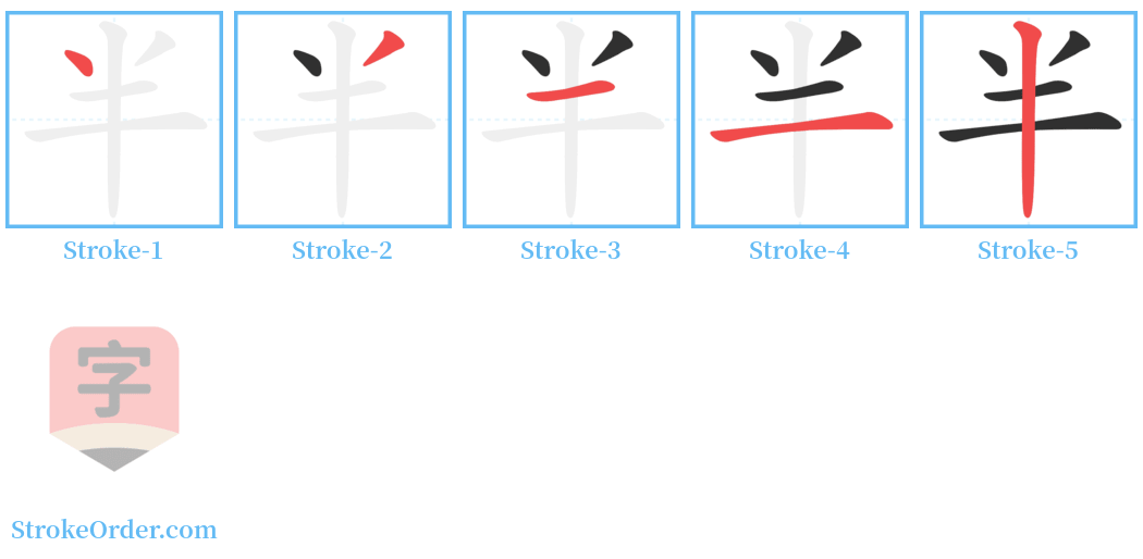 半 Stroke Order Diagrams
