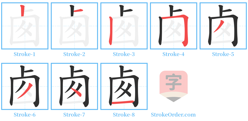 卥 Stroke Order Diagrams