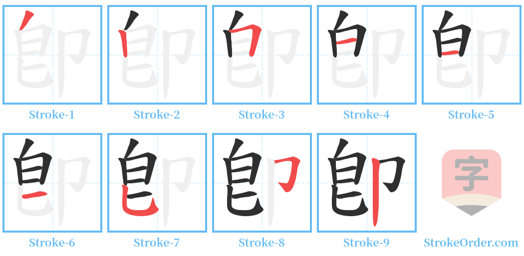 卽 Stroke Order Diagrams