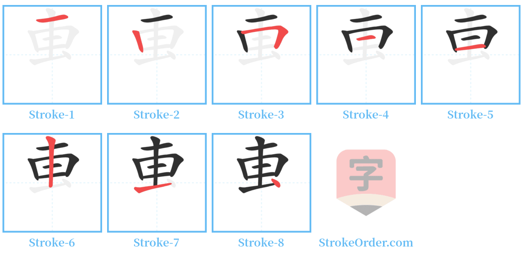 叀 Stroke Order Diagrams