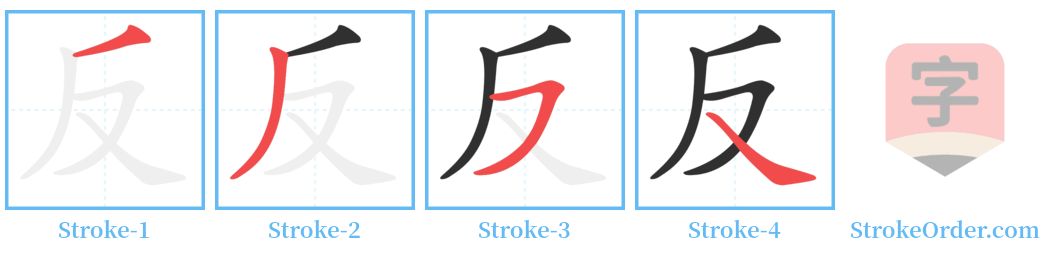 反 Stroke Order Diagrams