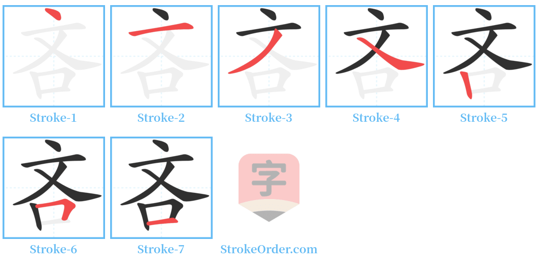 吝 Stroke Order Diagrams