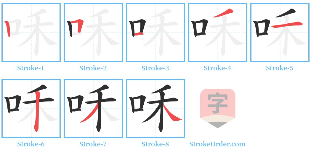 咊 Stroke Order Diagrams