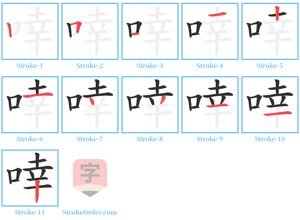 啈 Stroke Order Diagrams