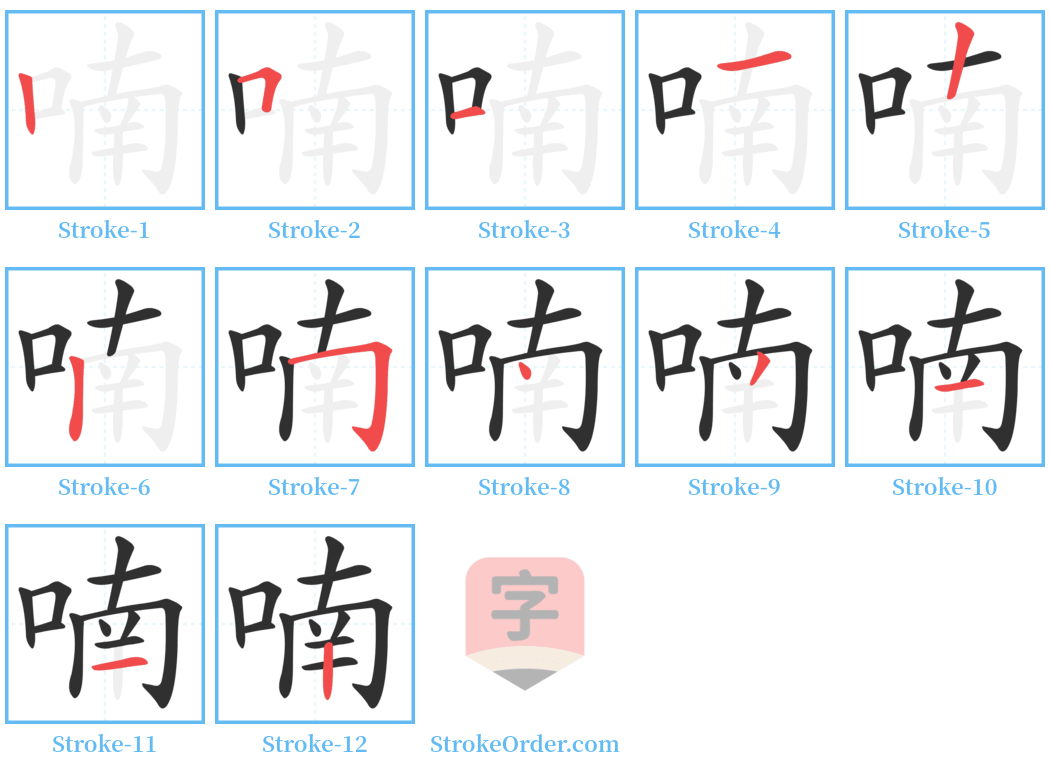 喃 Stroke Order Diagrams