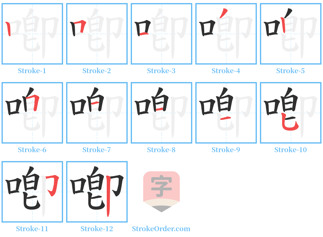 喞 Stroke Order Diagrams