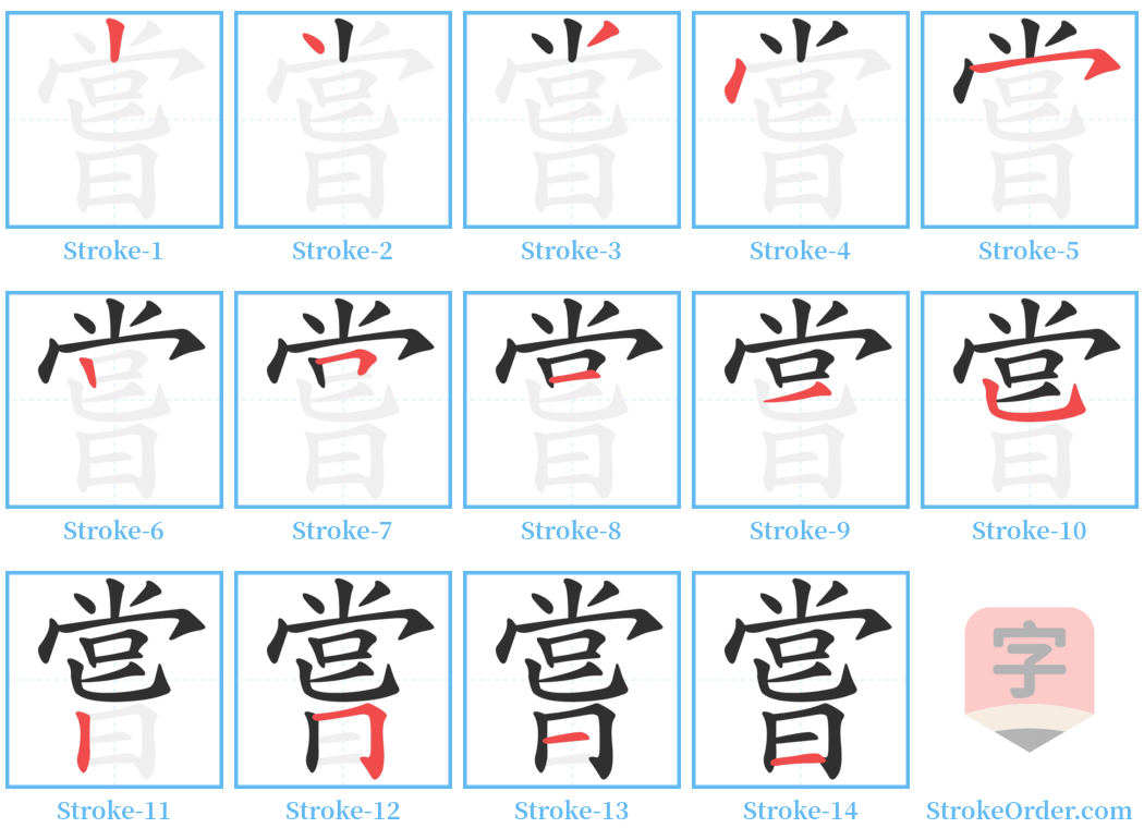 嘗 Stroke Order Diagrams