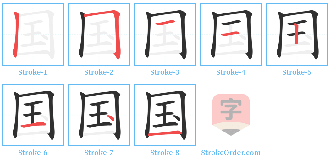 国 Stroke Order Diagrams