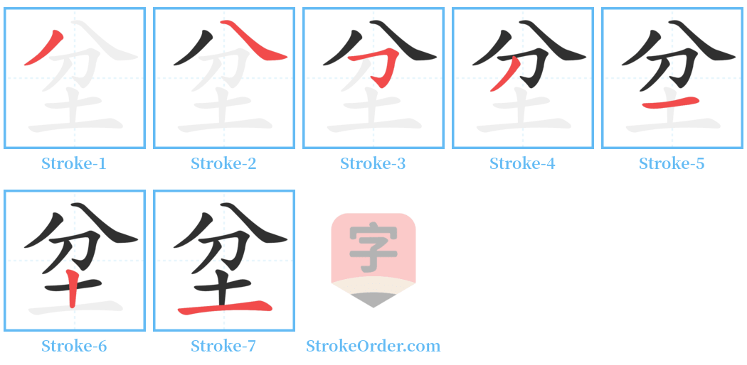 坌 Stroke Order Diagrams