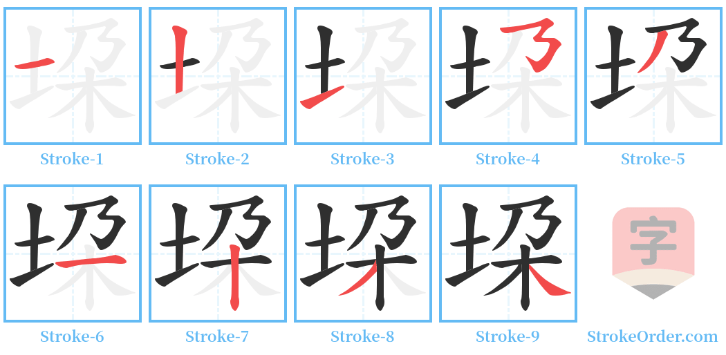 垜 Stroke Order Diagrams