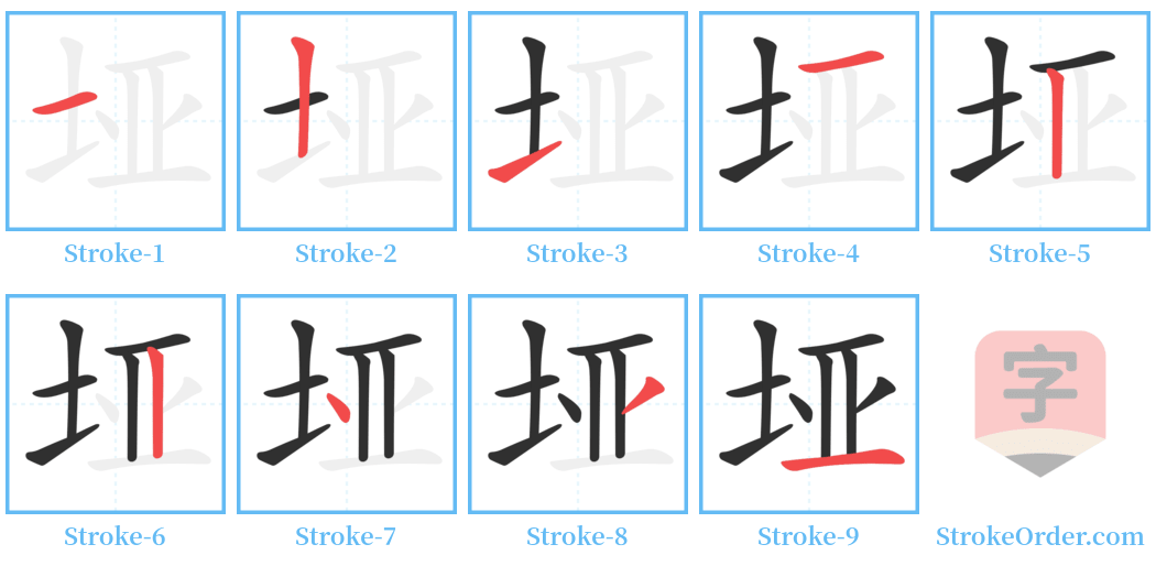 垭 Stroke Order Diagrams