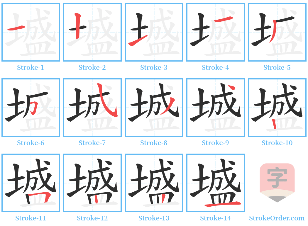 墭 Stroke Order Diagrams